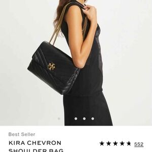 ​Tory Burch Kira Chevron Convertible Shoulder Bag - Black/Gold